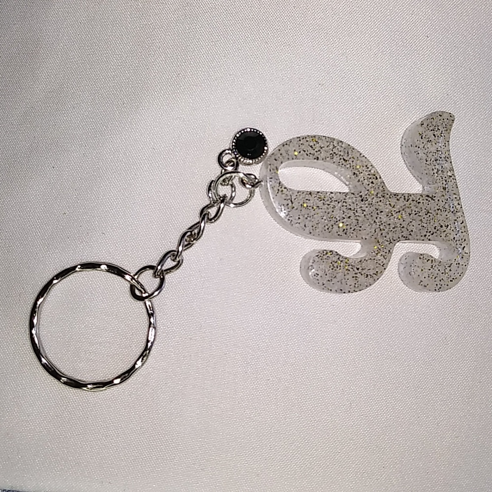 New Letter L Initial Glitter Keychain